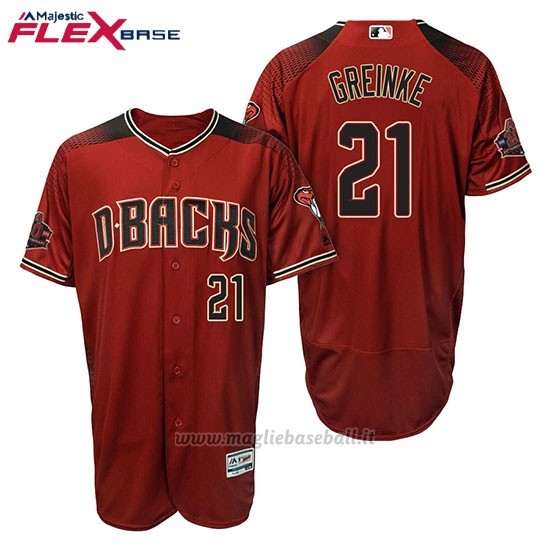 Maglia Baseball Uomo Arizona Diamondbacks 21 Zack Greinke Rosso Nero Alterner 20 Anniversario Flex Base
